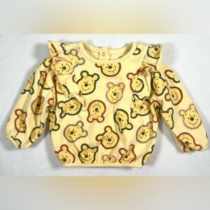 DISNEY BABY Girls Winnie the Pooh‎ Yellow Sweatshirt Ruffle Trim 12 months Cozy